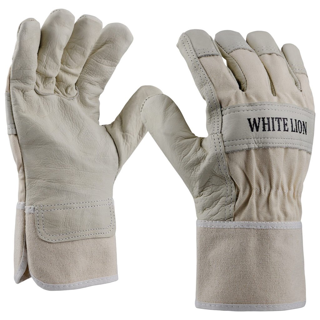 Art. 0166/LION White Lion Ziegenlederhandschuh,  Farbe: grau/beige