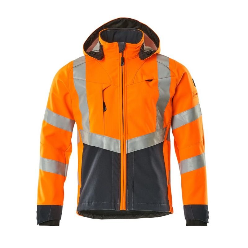 MASCOT® BLACKPOOL Soft Shell Jacke, ORANGE/SCHWARZBLAU (100% Polyester, 360 g/m²)