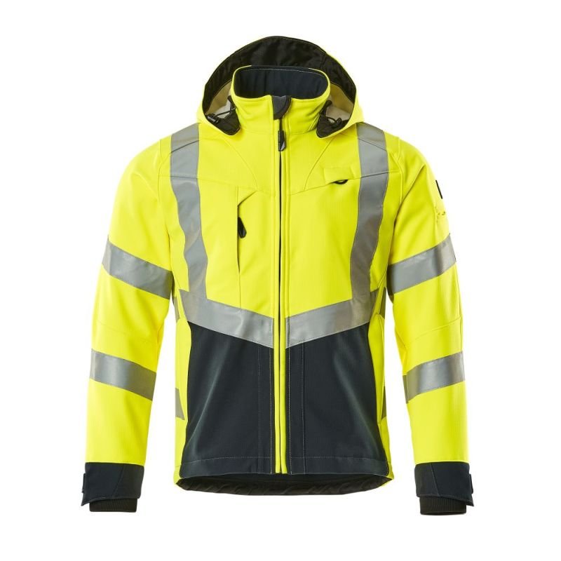 MASCOT® BLACKPOOL Soft Shell Jacke, GELB/SCHWARZBLAU (100% Polyester, 360 g/m²)