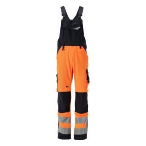 MASCOT® NEWCASTLE Latzhose, ORANGE/SCHWARZBLAU Teflon®-behandelt (65% Polyester/35% BW, 290 g/m²)