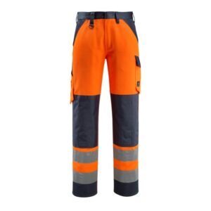 MASCOT® MAITLAND Warnschutz-Bundhose, HI-VIS ORANGE/ SCHWARZBLAU (80% Polyester/20% BW, 285 g/m²)
