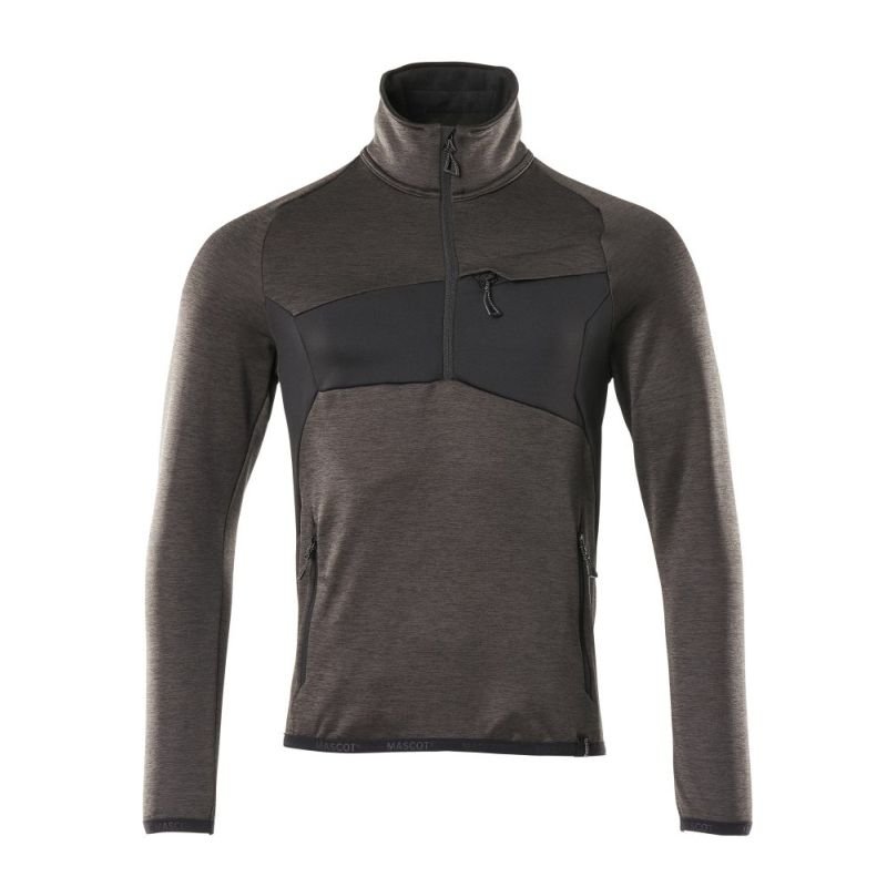 MASCOT® Accelerate Fleecepullover mit kurzem Reißverschluss dunkelanthrazit/schwarz