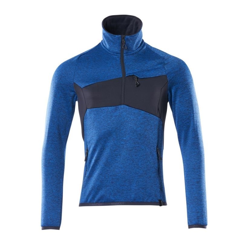 MASCOT® Accelerate Fleecepullover mit kurzem Reißverschluss azurblau/schwarzblau