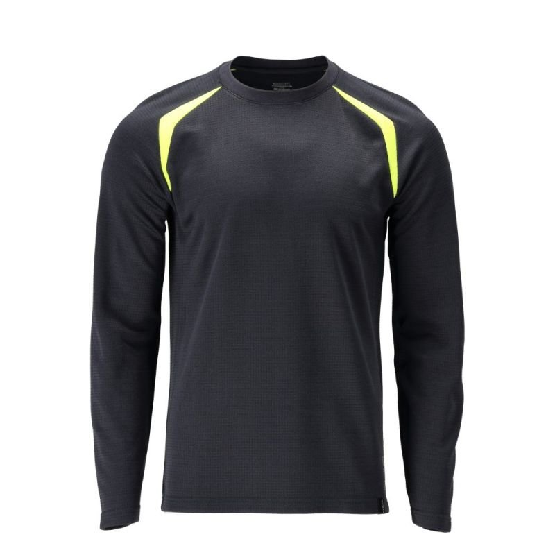 MASCOT® Ac.Multisafe T-shirt Langarm, moderne Passform schwarzblau/hi-vis gelb