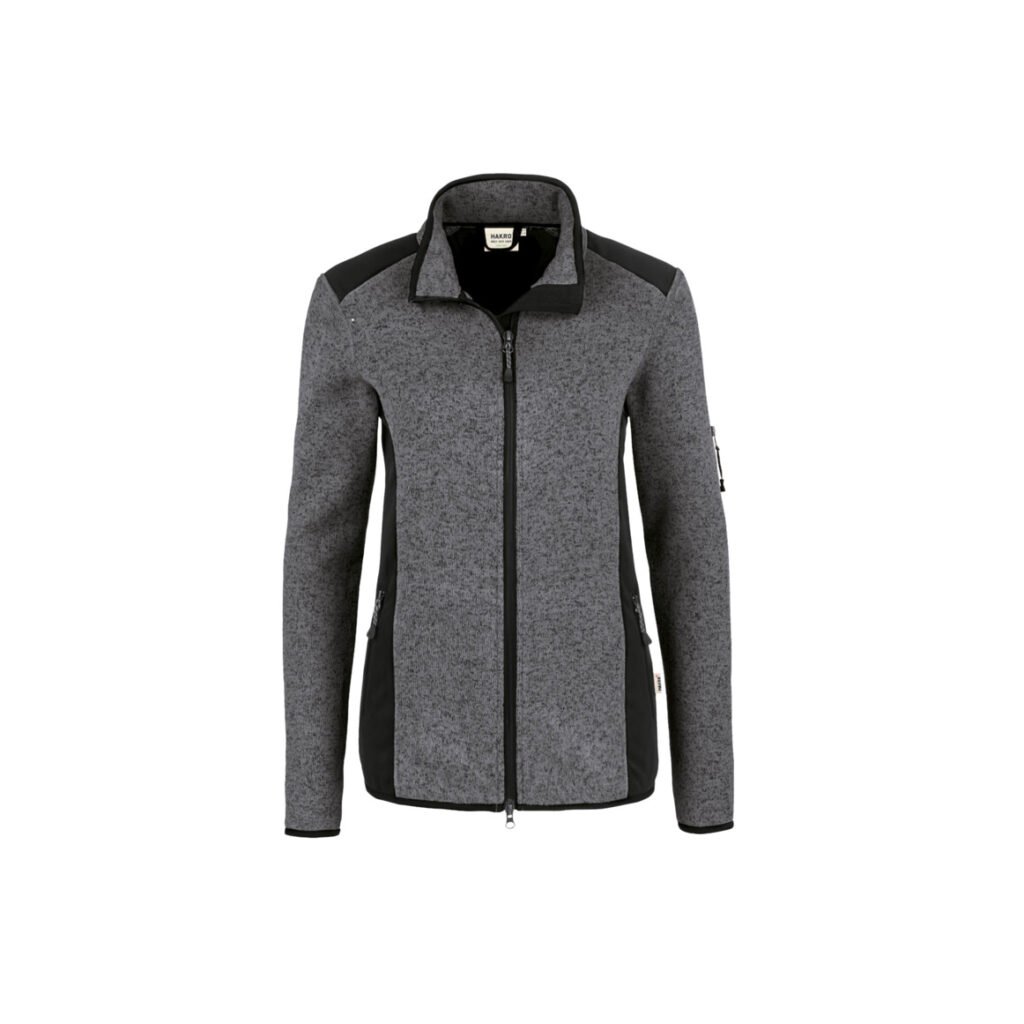 HAKRO Damen Strickfleecejacke,ANTHRAZIT/MELIERT, (100% Polyester ca.280g/m²)