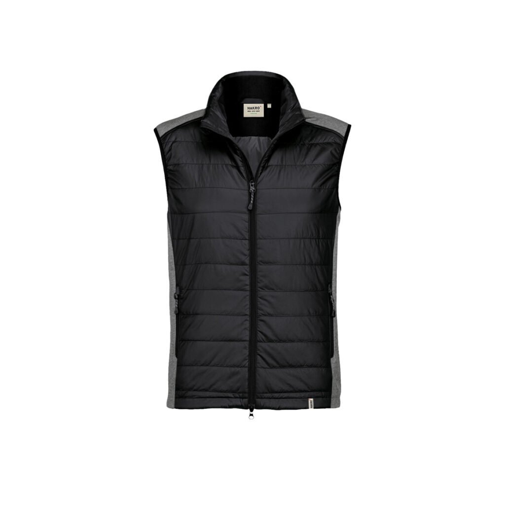 HAKRO Hybridweste Alabama, regular fit, schwarz, Micro-Ripstop aus 100 % Polyamid und Softshell aus 95 % Polyester und 5 % Elasthan, Wattierung aus 100 % Polyester