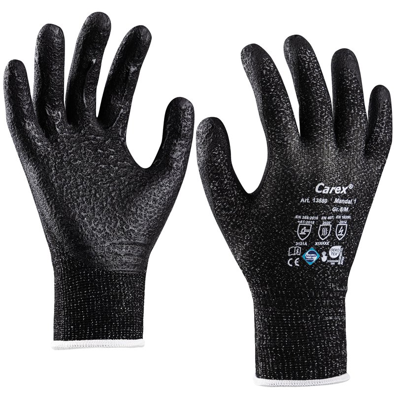Art. 13880 Carex Mandal 1 Strickhandschuh, antistatisch, schwarze Beschichtung, Farbe: schwarz
