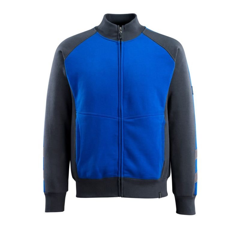 MASCOT® AMBERG, Sweatshirt mit Reißverschluss kornblau/schwarzblau (60% BW/40% Polyester, 340 g/m²)