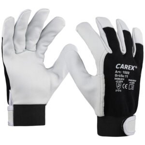 Art. 1522 Nappalederhandschuh mit Klettverschluss, Farbe: grau/schwarz