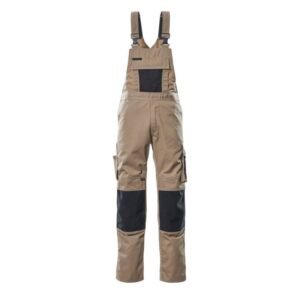 MASCOT® AUGSBURG Latzhose, HELLKHAKI/SCHWARZ (65% Polyester/35% BW, 270 g/m²)