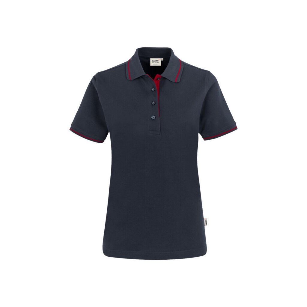 203 Women-Poloshirt Casual, TINTE/ROT (100% Baumwolle, 200g/m²)