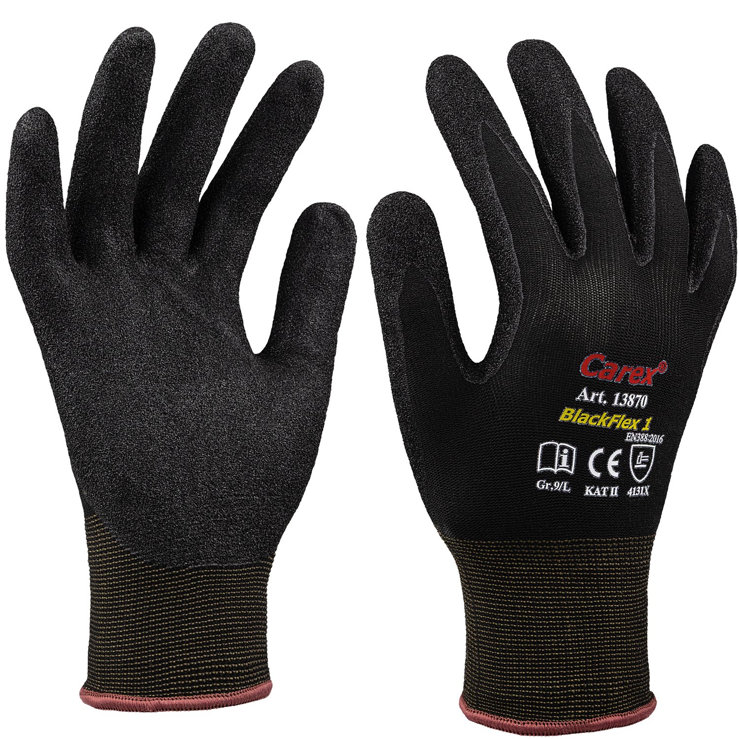 Art. 13870 BlackFlex 1 Strickhandschuh mit Beschichtung, Farbe: schwarz